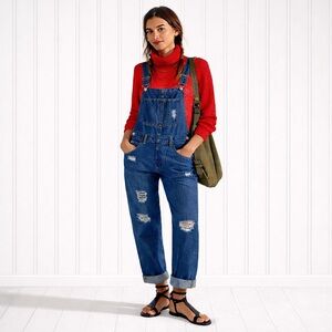 🌟 Distressed Blue Denim Overalls · Women’s Size 10